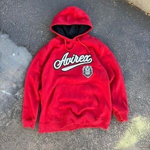 Vintage y2k Red Avirex Spellout Varsity Style Hoodie